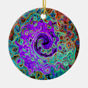 Adorno De Cerámica Remolino Líquido Abstracto Retro Groovy Color Purp