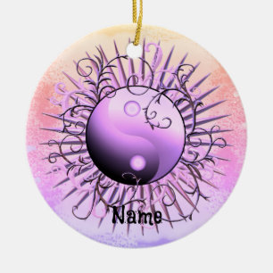 Adorno De Cerámica Remolino Violeta Yin Yang