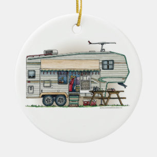 Adorno De Cerámica Remolque lindo del viaje del campista de la quinta