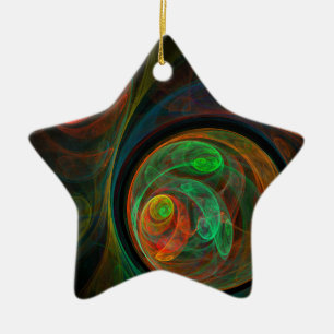 Adorno De Cerámica Renacimiento Green Abstract Art Star Ornament