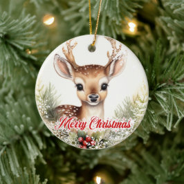 Adorno De Cerámica Reno acuático con bayas