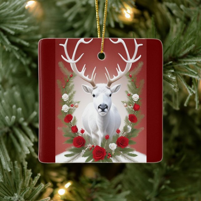 Adorno De Cerámica Reno blanco (White Reindeer Christmas Tree  
Decoration!)