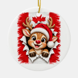 Adorno De Cerámica Reno canadiense de Navidad
