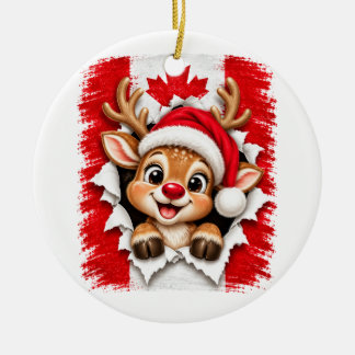 Adorno De Cerámica Reno canadiense de Navidad