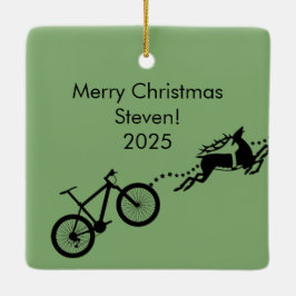 Adorno De Cerámica Reno de bicicleta divertido Santa Navidad