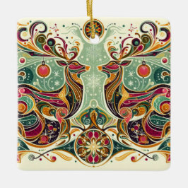 Adorno De Cerámica Reno de colores vivos