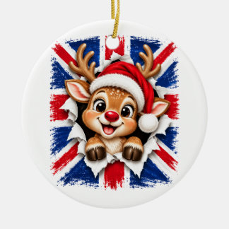 Adorno De Cerámica Reno de Navidad británico