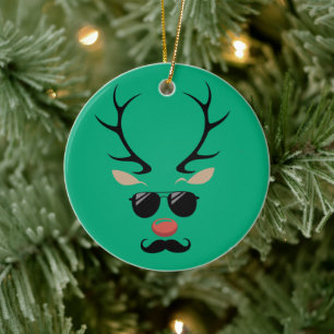 Adorno De Cerámica Reno de Navidad Divertido Invierno Familia Ciervo