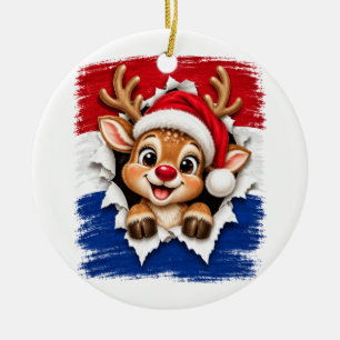 Adorno De Cerámica Reno de Navidad Holandés