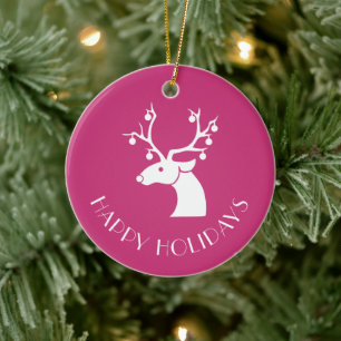 Adorno De Cerámica Reno de Navidad Personalizado FELIZ NAVIDAD Nombre