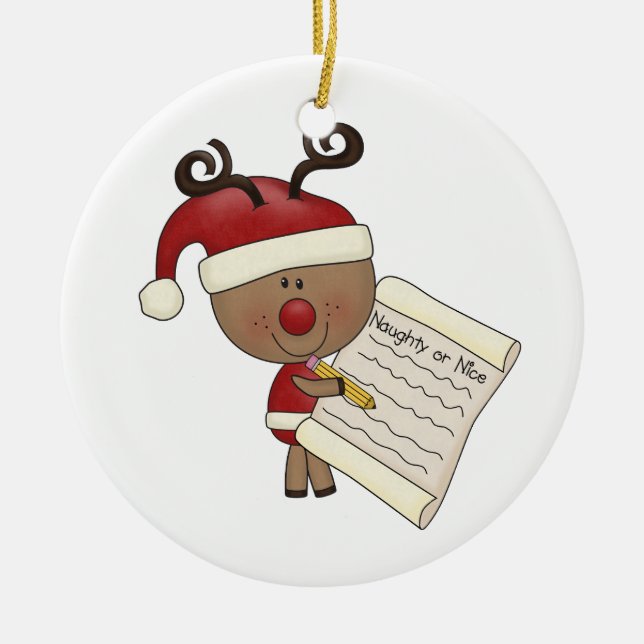 Adorno De Cerámica Reno de Rudy travieso o NIC (Frente)