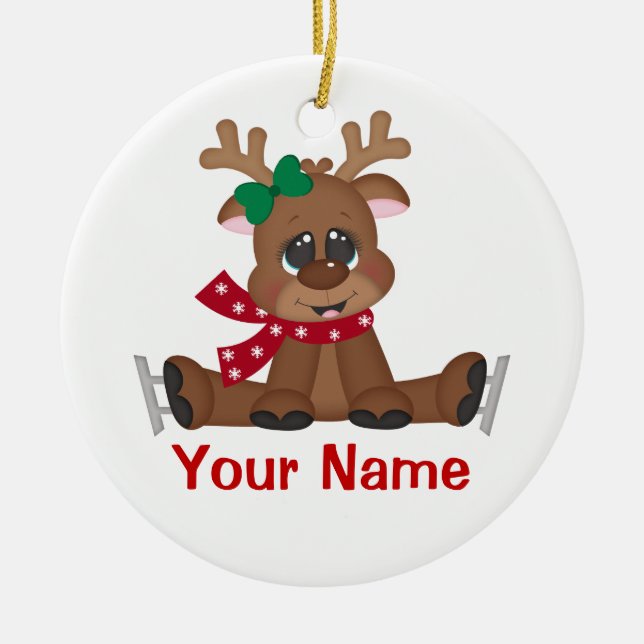 Adorno De Cerámica Reno del navidad personalizado (Frente)