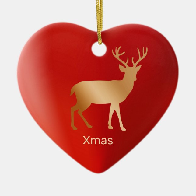 Adorno De Cerámica Reno dorado y caligrafía (Frente)