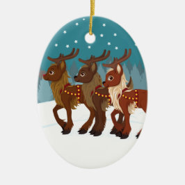 Adorno De Cerámica Reno en la nieve