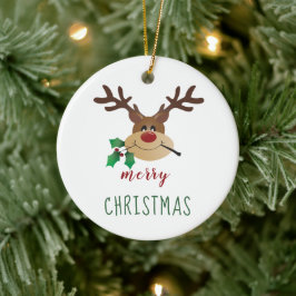Adorno De Cerámica Reno Personalizado Con Mistletoe