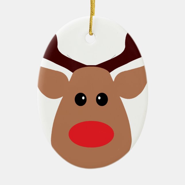 Adorno De Cerámica Reno sospechado rojo del navidad (Frente)