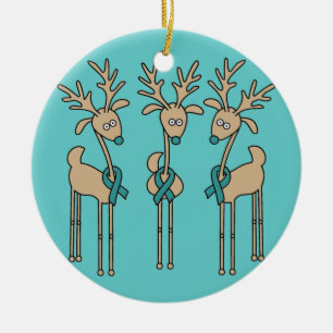 Adorno De Cerámica Reno verde azulado de la cinta (cáncer ovárico)