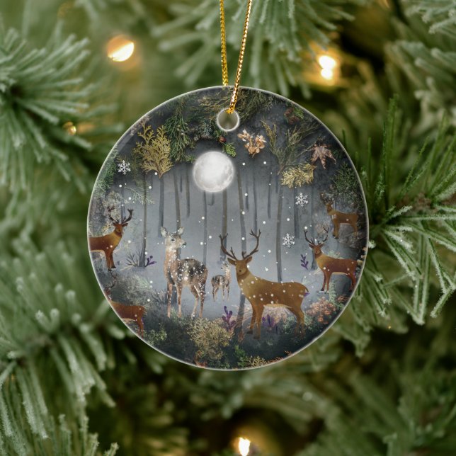 Adorno De Cerámica Renos Adorables De Noche (Árbol)