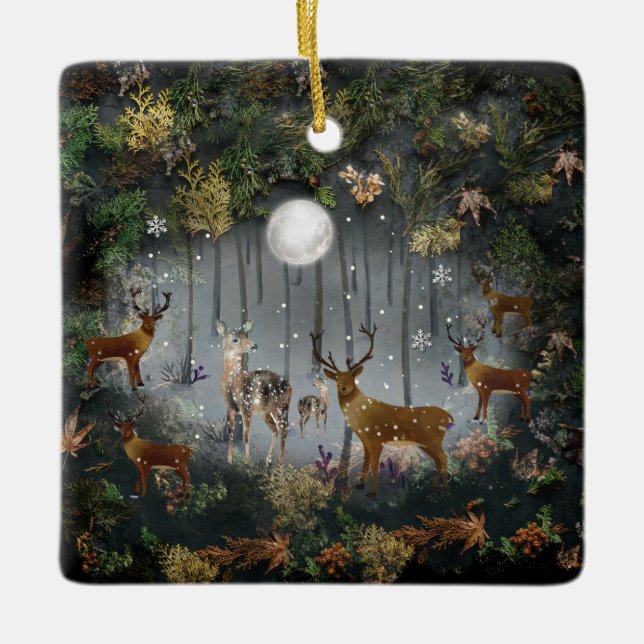 Adorno De Cerámica Renos Adorables De Noche (Anverso)