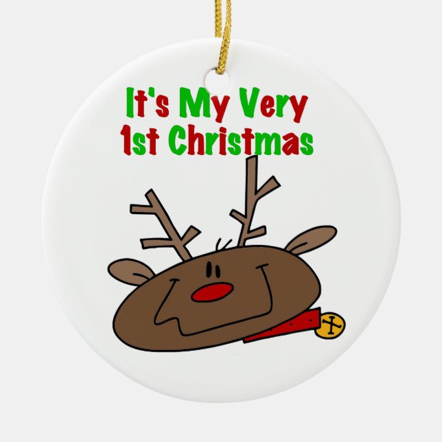 Adorno De Cerámica Renos Muy primeros Navidades (Frente)