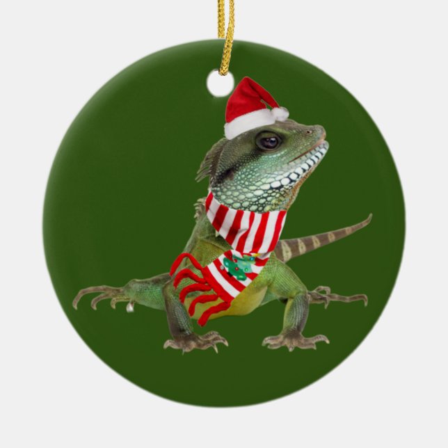 Adorno De Cerámica Reptile Con Navidades Gorras De Scaft (Frente)