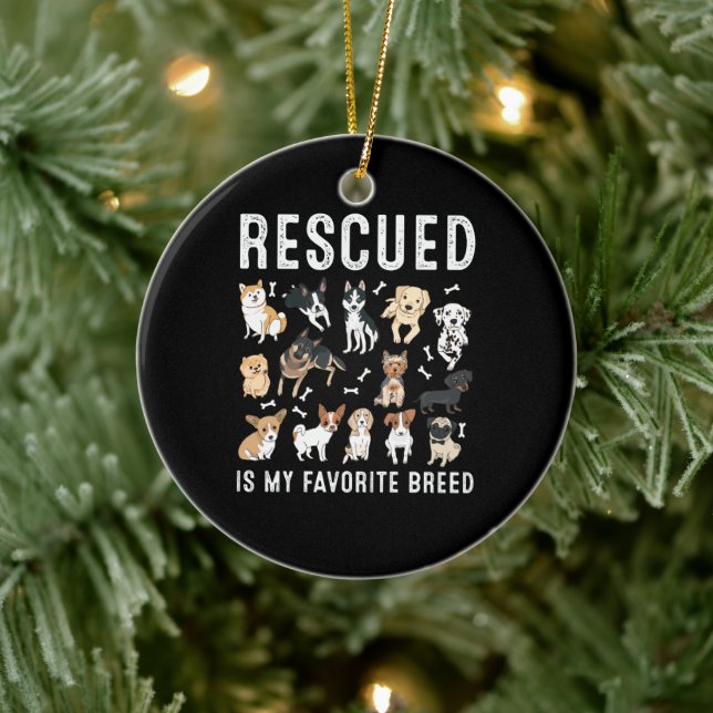 Adorno De Cerámica Rescatado es mi raza favorita, perros de rescate (Árbol)