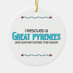 Adorno De Cerámica Rescaté los grandes Pirineos (el perro femenino)