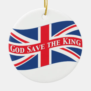 Adorno De Cerámica Reserva de dios el rey con Union Jack