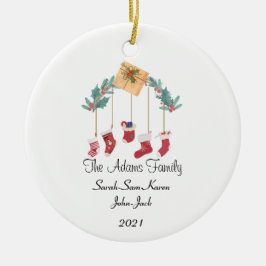Adorno De Cerámica Reservas familiares de Navidades personalizados