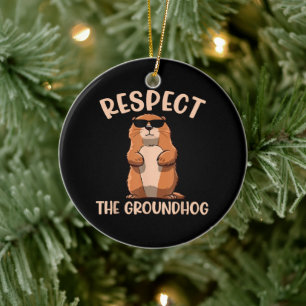 Adorno De Cerámica Respetar la marmota - Día de la marmota de la marm