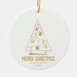 Adorno De Cerámica Resumen Árbol de oro Feliz Navidad
