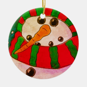 Adorno De Cerámica Resumen Art Snowman