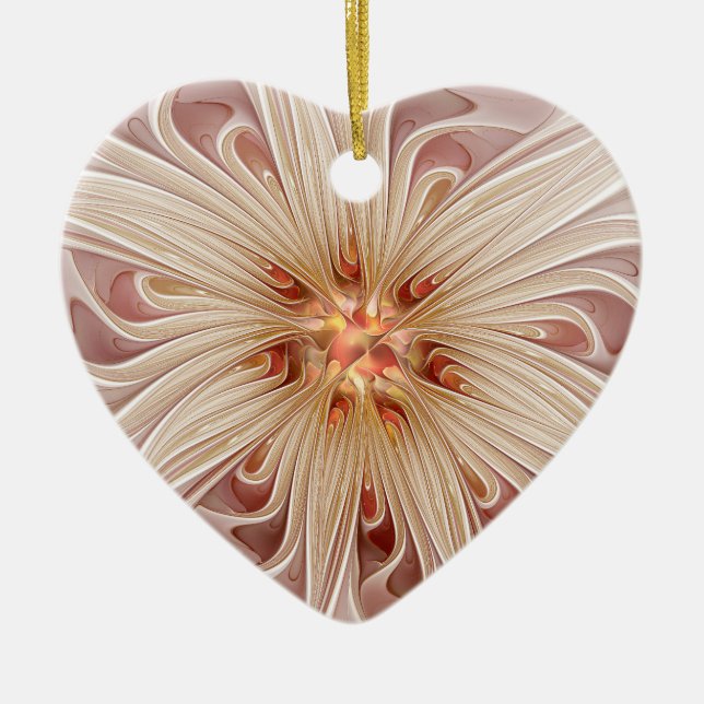 Adorno De Cerámica Resumen Arte Fractal Peach Pastel Moderno (Frente)