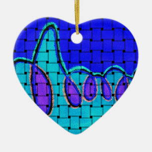 Adorno De Cerámica Resumen azul francés con textura trenzada