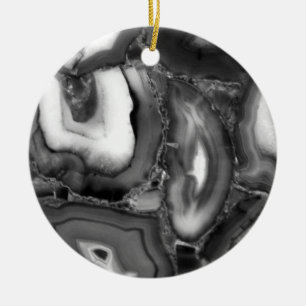 Adorno De Cerámica Resumen Blanco negro agates geode