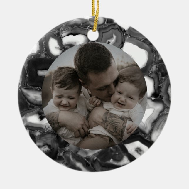 Adorno De Cerámica Resumen Blanco negro agates geode (Frente)