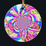 Adorno De Cerámica Resumen boho naranja rosa arte de orquídea púrpura<br><div class="desc">mandala de orquídeas blancas abstractas y románticas - con remolinos de cargador de teléfono rosa y naranja - pintura acuarela original de H Cooper</div>