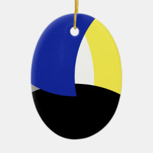 Adorno De Cerámica Resumen de arte amarillo azul