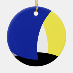 Adorno De Cerámica Resumen de arte amarillo azul