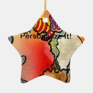 Adorno De Cerámica Resumen de células de forma libre en estrella mult