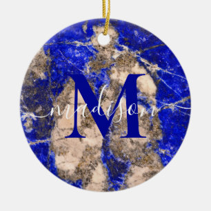 Adorno De Cerámica Resumen de Lapis Lazuli Blue Granite
