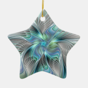 Adorno De Cerámica Resumen de mariposa azul verde azul Fantasía arte 
