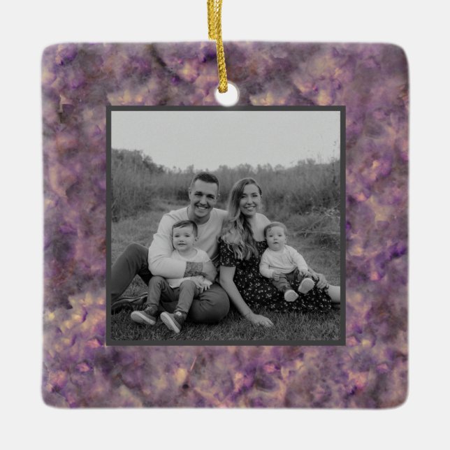 Adorno De Cerámica Resumen de piedra granítica de cuarzo morado (Anverso)