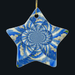 Adorno De Cerámica Resumen de pintura floral azul blanca<br><div class="desc">pintura original abstracta surrealista mandala de orquídeas blancas acuarela de H Cooper</div>