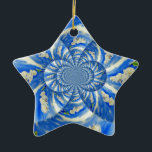 Adorno De Cerámica Resumen de pintura floral azul blanca<br><div class="desc">pintura original abstracta surrealista mandala de orquídeas blancas acuarela de H Cooper</div>