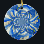 Adorno De Cerámica Resumen de pintura floral azul blanca<br><div class="desc">pintura original abstracta surrealista mandala de orquídeas blancas acuarela de H Cooper</div>