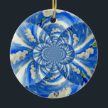 Adorno De Cerámica Resumen de pintura floral azul blanca<br><div class="desc">pintura original abstracta surrealista mandala de orquídeas blancas acuarela de H Cooper</div>
