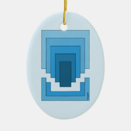 Adorno De Cerámica Resumen de Rectángulo en Azul