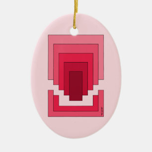 Adorno De Cerámica Resumen de Rectángulo en rojo