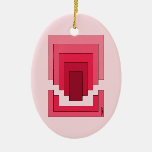 Adorno De Cerámica Resumen de Rectángulo en rojo (Frente)